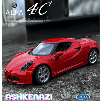 WELLY 1:24 Alfa Romeo 4c je automobil od legure model automobila simulacija automobil ukras zbirka poklon igračka Lijevanje pod pritiskom model dječak