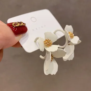 XIYANIKE Bijeli Cvijet Akril Naušnice, Prstenje i Starinski Geometrijski Cijele Krug Za Žene Dar 2021 Nova Moda Djevojke Večernje Nakit