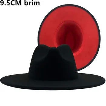Zimska moda vune, crna, CRVENA Фетровая šešir, ženski šešir-cilindar, muška šešir, jednostavna šešir sa širokim poljima, jesenski modni jazz šešir