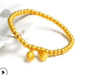 čistog zlata 24 Do narukvice za za žene 999 žuto zlato perle ovjes narukvica 4 mm perle