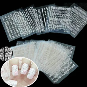 Šik Bijele Čipke Naljepnice za nokte 1 komplet/30 vrsta Samoljepljive 3D Naljepnice za nokte u strip, Decals Linije, Naljepnice za ukrašavanje noktiju & * & NL3