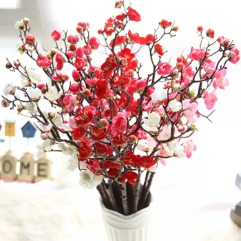 Šljiva Trešnja u cvatu Umjetne Svile cvijeće flores grane stabla Sakura Home stol dekor za dnevni boravak DIY Svadbeni Nakit