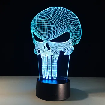 Каратель Slika 3D Led noćno svjetlo Lubanju Šarene Akril USB LED Lampe za Kreativni Каратель Lik