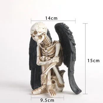 Хеймамба Halloween Home Dekor Smole Ljudska Lubanja Figurice Skulptura Smole Crnog Krila Anđela Lubanju Kipovi Poslovni Pokloni