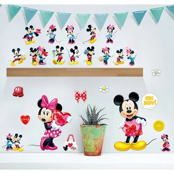 Crtani film Mickey i Minnie Mouse dječji kućni naljepnice naljepnice za zid za dječje sobe dječje sobe zid umjetnost dječji zabavni park DIY poster