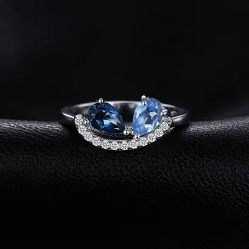 JewelryPalace Kruška Prirodni Nebo Plavo London Topaz 925 Sterling Srebra Koktel Prsten za Žene Dragulj Fin Nakit Poklon Za Rođendan
