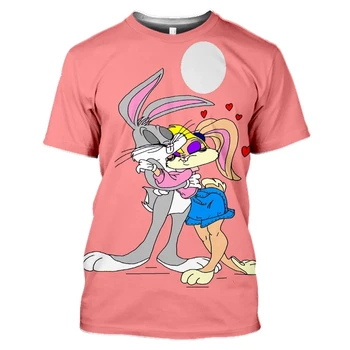 Nova ljetna muška majica s 3D ispis, t-shirt slatka anime Zečica za dječake i djevojčice, modni svakodnevne majice s likovima iz crtića