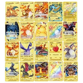 Pokemon Pikachu1-24pcs Stilova Novi Mewtwo GX MEGA Zlatna Metalik Kartica Super Igra Zbirka Animacija Karte Igračke Dječji Božićni Poklon