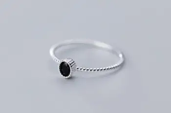 Pravi DANAS. 925 Sterling Srebro Nakit Solitaire Ovalni Crni Ahat/roze kvarc je Kamen, Prsten na Prst Donje