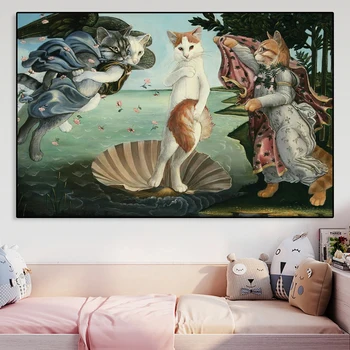 Sažetak Smiješne Životinje Pas Mačka Plakat Kreativno Modeliranje Životinja Poznata Slika Ispis Zid Umjetnost Platnu Slike Kućni Dekor