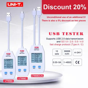 USB Tester UNIT UT658A/C/DVOSTRUKI Napon i Struja Monitori Volt Amper Digitalni Proizvod Punjač Kapacitet Metar s Pohranu Podataka