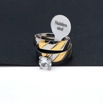 Zaručnički Prsten Za žene Modni Nakit Zlatne Boje Kubni Cirkonij Vječnost 316L Prsten Od Nehrđajućeg Čelika Distribuciju nakita